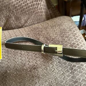 Elegant Black Leather Belt with Silver Buckle